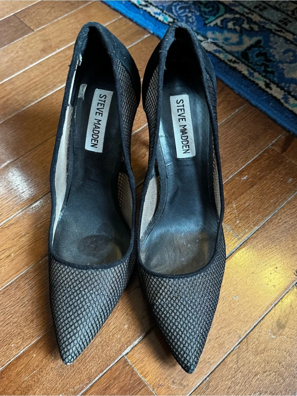 Steve Madden Black Mesh Pointed Toe Stiletto Pump